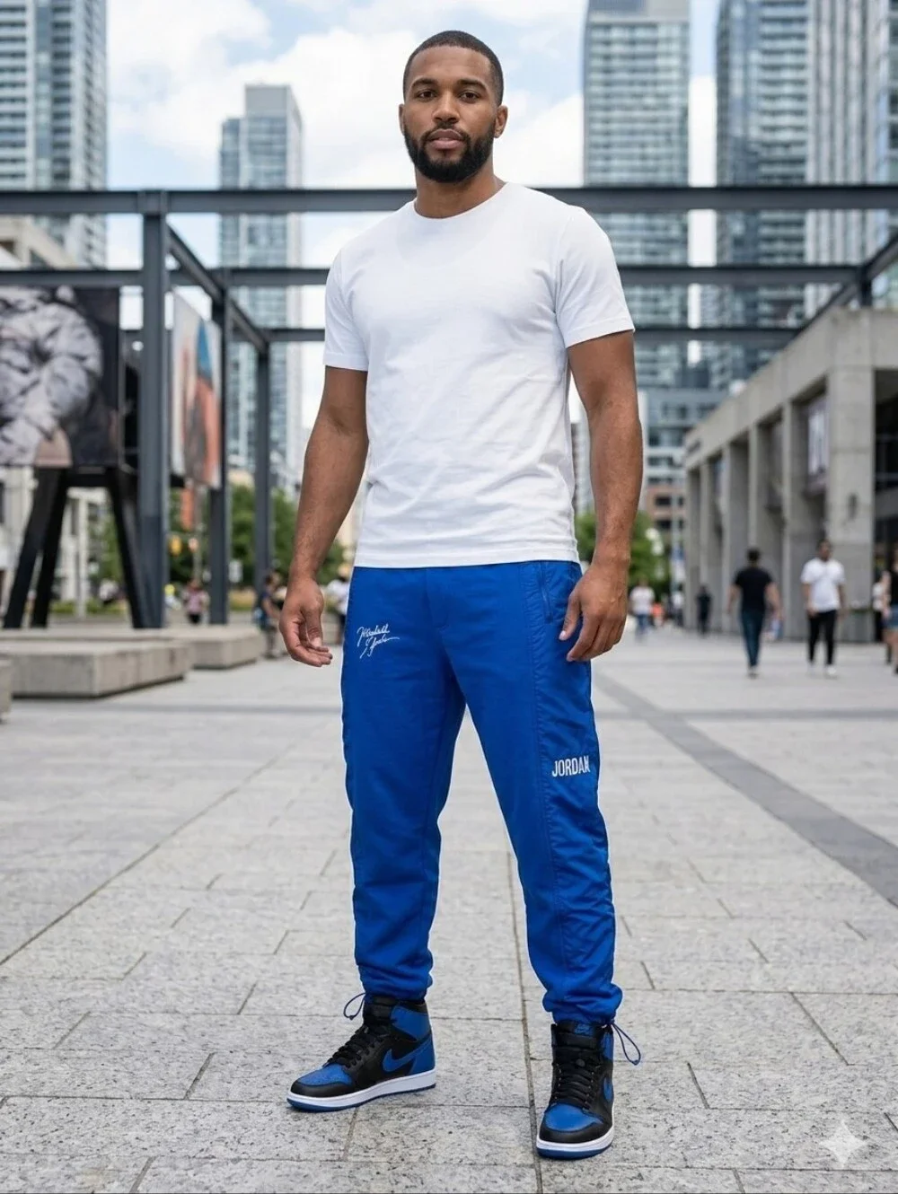 Jordan Flight Heritage Royal Blue Fleece Track Pants Adjustable Hem Large